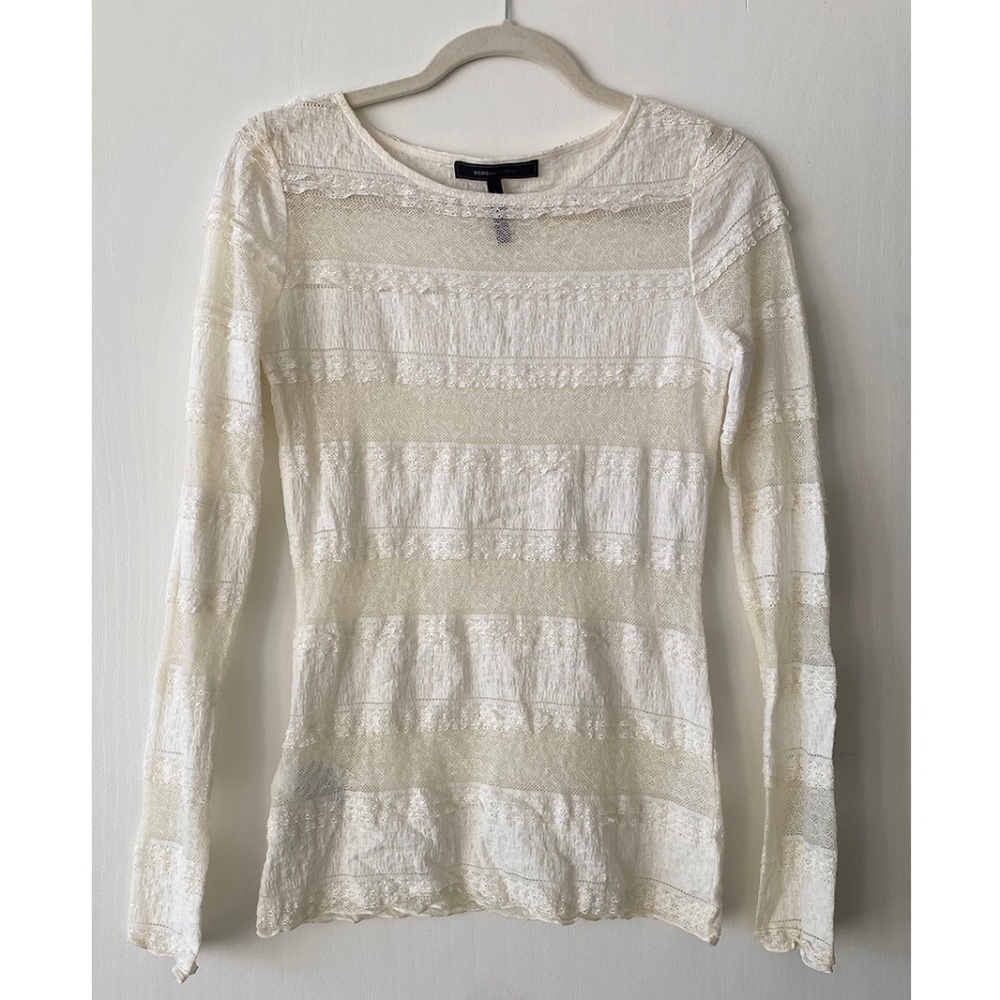 BCBGMAXAZRIA Fae Long Sleeve Off White Top